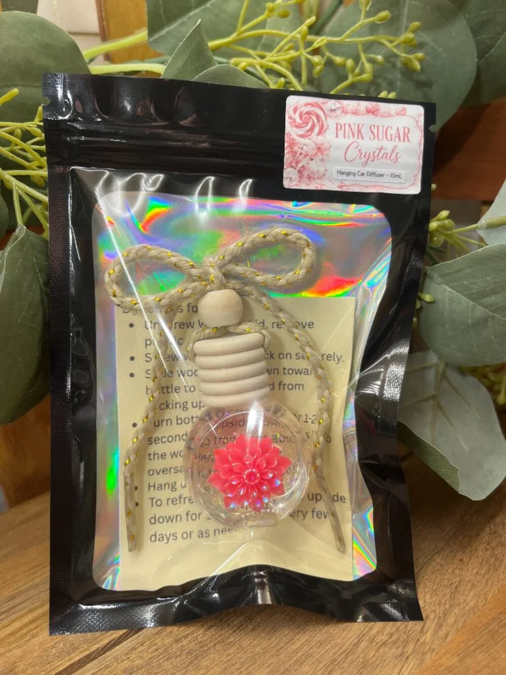 Hot Pink Flower Car Diffuser, Pink Car Air Freshener, Fragrance Oil, Car Charm
